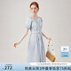 范思藍恩夏季法式腰帶收腰連衣裙女夏裝新款韓系高腰A字裙新品連衣裙 冰川藍 M