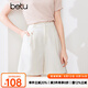 百圖betu女裝夏季新款短褲高腰不對稱唇袋設(shè)計(jì)休閑短褲女2404T73 米白 L