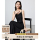 尚都比拉夏季吊帶連衣裙女士性感V領(lǐng)別致肌理感中長(zhǎng)款A(yù)字裙 黑色 L