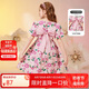ASK JUNIOR女童連衣裙2025夏薄款兒童花朵滿印蝴蝶結(jié)休閑公主裙 花色 140