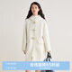 樂(lè)町韓系少女風(fēng)長(zhǎng)款連帽牛角扣大衣秋冬季新款圈圈毛呢外套女 雪白色(現(xiàn)貨) M