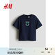 H&M【迪士尼系列】童裝男嬰T恤2025夏新款米奇印花短袖上衣1263213 海軍藍(lán)/米奇老鼠 100 100/56