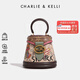 CHARLIE&KELLI CK品牌包包女包2025新款生日禮物小熊涂鴉半圓水桶包手提斜挎女 玫粉色【京倉配送 禮袋包裝】