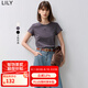 LILY秋新款女裝全棉百搭通勤修身顯瘦小飛袖純色簡(jiǎn)約T恤短袖 509深灰 S