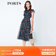 PORTS寶姿女裝優(yōu)雅紅花藍(lán)屋連衣裙 丈青印花 S (4)