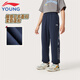 李寧童裝兒童運動(dòng)褲子男女大童織帶拼接親膚棉感束腳衛褲150YKLV277-3