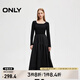 ONLY春夏通勤方領(lǐng)長(zhǎng)袖針織拼接長(zhǎng)裙連衣裙女|124307071 H1Z 黑色 L (170) 88A
