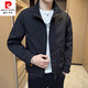 皮爾卡丹（pierre cardin）休閑外套男2025秋季夾克男立領(lǐng)時尚百搭上衣成熟穩(wěn)重青年秋裝男裝 黑色 XL 【體重135-150斤】