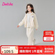 笛莎童裝女童套裝2025春裝女寶時(shí)尚運(yùn)動(dòng)長(zhǎng)袖束腳褲套裝 米白 140