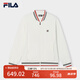 FILA 斐樂官方男士針織長袖外套2025夏季新款舒適簡約休閑棒球服 云白-WT XL 180/100A/XL