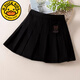 G.duck女童半身裙百褶裙秋冬季2023新款兒童洋氣百搭短裙女孩學(xué)院風(fēng)裙子 小熊黑色(呢子料 安全褲) 140 適合130cm左右4-10歲