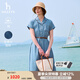 哈吉斯（HAZZYS）女裝 夏季女士【PHIZ系列】連肩收腰牛仔連衣裙女 淺藍(lán)色LL L (165/88A 40)