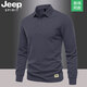 JEEP SPIRITjeep吉普polo衫男士新款秋冬季加絨長(cháng)袖休閑百搭T恤高端大品牌 灰色 M 90-115斤