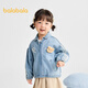 巴拉巴拉【商場(chǎng)同款】寶寶牛仔外套女童上衣蕾絲甜美秋裝 牛仔中藍88201 100