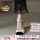 Ebonka輕奢高端品牌小香風(fēng)i真皮拼色包頭涼鞋女夏復(fù)古百搭粗中跟中空鞋 象牙白尺碼偏大選小一碼 37