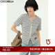 COCOBELLA小香風(fēng)雙開金屬拉鏈短袖外套女質(zhì)感花呢條紋開衫SC549 條紋 XL