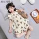 葉余女童睡衣夏季可愛(ài)櫻桃公主兒童夏天吊帶套裝小女孩中童短款家居服 吊帶餅干熊套裝款 160 建議身高150-160cm
