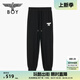 BOY LONDON春夏男女同款休閑褲撞色印花一字袋束腳褲N15003 黑色 M