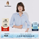 Hush Puppies暇步士女裝夏季通勤簡(jiǎn)約七分袖舒適涼爽亞麻襯衫 116淡藍 S
