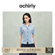 歐時力OCHIRLY 肌理感小香風(fēng)短袖針織外套女開衫上衣2025夏新款 淺藍 M