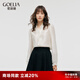 歌莉婭（GOELIA）襯衫女裝荷葉邊V領(lǐng)氣質(zhì)通勤襯衣西裝內(nèi)搭長(zhǎng)袖上衣1C8R3E550 07W米色 S