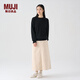 無印良品（MUJI）女式 圓領(lǐng)毛衣 長袖針織衫 打底衫 秋冬內(nèi)搭洋氣 BA05CC3A 黑色 M 160/84A