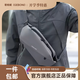 歌柏妮（GEBONI）斜挎包磁吸扣男士胸包單肩包大容量潮流騎行運動斜跨背包皮質腰包 灰色【磁力扣+贈伸縮鑰匙扣】