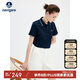 Navigare意大利小帆船女基礎(chǔ)款翻領(lǐng)T恤通勤短袖polo衫2325525529 深藍(lán)  M 