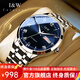 I&W CARNIVAL HWGUOJI瑞士IW手表男機(jī)械表進(jìn)口機(jī)芯高檔男士手表商務(wù)夜光男表愛(ài)沃馳 銀藍(lán)鋼帶/禮盒包裝+定制刻字