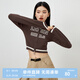 樂町新品學(xué)院風(fēng)短款小上衣秋季新款女裝毛衣外套美式針織開衫 咖啡色（現(xiàn)貨） M