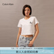 Calvin Klein Jeans夏季女士純棉字母印花潮流ck辣妹短款短袖T恤J223495 YAF-月光白 XS