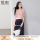 香影v領(lǐng)粉色減齡針織開衫女短袖2025夏裝新款t恤甜美風(fēng)條紋上衣 粉紅 M 160/84A/95-110斤