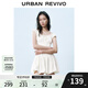 UR2025春季新款女裝撞色蕾絲飄帶U領(lǐng)無(wú)袖修身連衣裙UYY750014 米黃 L