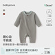 babylove嬰幼兒連體衣春秋寶寶哈衣條紋新生兒家居服爬服莫代爾睡衣春款 平行世界-綠棕 80cm