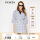 PORTS寶姿 秋冬新品女裝優(yōu)雅廓形系帶風(fēng)衣外套LA8T028FFK001 丈青混色 M (6)
