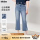 MsShe【微喇牛仔褲】大碼女裝2025新款夏季胖mm顯瘦開叉七分褲子 七分褲-牛仔灰藍(lán)色現(xiàn)貨 3XL