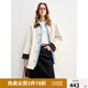 獨(dú)束大碼女裝2025新款春季撞色抽繩一手長風(fēng)衣復(fù)古收腰顯瘦外套女 米灰色 XL (尺碼：3)