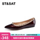 星期六（St&Sat）星期六（ST&SAT）平底網(wǎng)紅風(fēng)鉚釘尖頭單鞋女 紅色 39