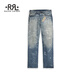 RRL男裝 25年秋季Fenimore直筒版型棉質(zhì)仿舊牛仔褲RL95025 400-藍色 30 (30/30)