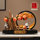 赟婭中國風(fēng)熊貓文創(chuàng)筆筒高級(jí)感流沙畫擺件辦公室裝飾品畢業(yè)禮物送老師 桃李滿天下筆筒流沙畫【禮盒款】