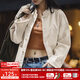 馬登女裝 美式棉籽殼牛仔外套休閑寬松設(shè)計感小眾純棉丹寧夾克秋季 米白色 馬登工裝 M