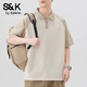 班尼路（Baleno）S&K短袖t恤男士2025夏季感撞色拼接polo衫男生翻領(lǐng)半袖體恤 杏色 L 125-140斤