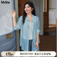 MsShe【天絲薄款防曬襯衫外套】大碼女裝2025秋裝微胖mm開叉上衣 后背開叉-水晶藍(lán)色現(xiàn)貨 偏大半個碼 2XL