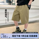 左西男童短褲夏季2025新款夏裝中褲兒童五分褲大童運動褲 卡其色 160