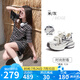 駱駝（CAMEL）【銀月】老爹鞋女撞色厚底休閑鞋 L24A255753W 米/灰(透網(wǎng))  37