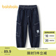 巴拉巴拉（BALABALA）男童褲子兒童牛仔褲秋裝大童長褲慢跑褲潮拜年服 牛仔深藍(lán)88301 170 cm