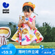 迷你巴拉女童寶寶裙子夏季透氣純棉荷葉邊小飛袖連衣裙