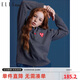 ELLE KIDS學(xué)院風(fēng)愛(ài)心繡標(biāo)針織套裝女童秋裝翻領(lǐng)毛衣 灰色 160/S 
