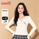班尼路（Baleno）小V領(lǐng)緊身長(cháng)袖t恤女2027年春秋女裝新款休閑簡(jiǎn)約時(shí)尚百搭打底上衣