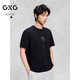 GXG男裝 2024年夏季潮流撞色印花寬松短袖男 黑色 180/XL